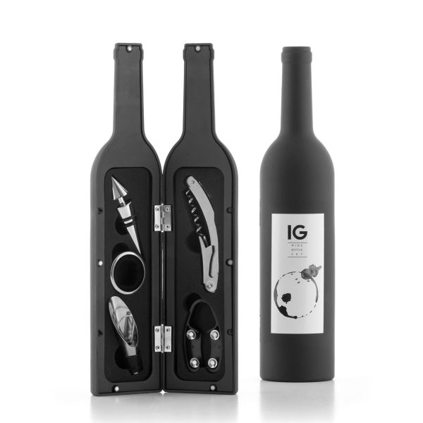 Set za otvaranje i posluživanje vina u obliku boce, 5 dijelova