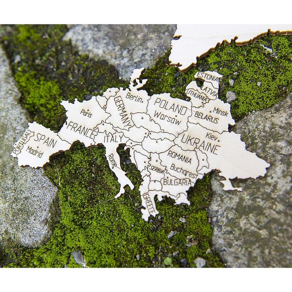 Wooden City - Drvena karta svijeta puzzle 57x35 cm