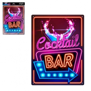 Ukrasna metalna pločica Cocktail Bar, 40 x 30 cm