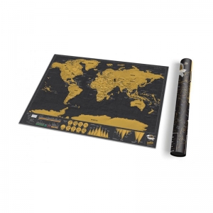 Luckies - Karta svijeta strugalica Deluxe crna - putna, 42 cm x 30 cm