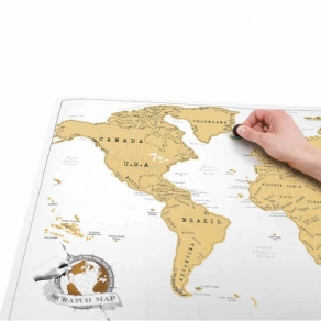 Luckies - Karta svijeta strugalica Original žuta, 82 cm x 59 cm