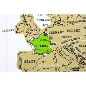 Luckies - Karta svijeta strugalica Original žuta, 82 cm x 59 cm