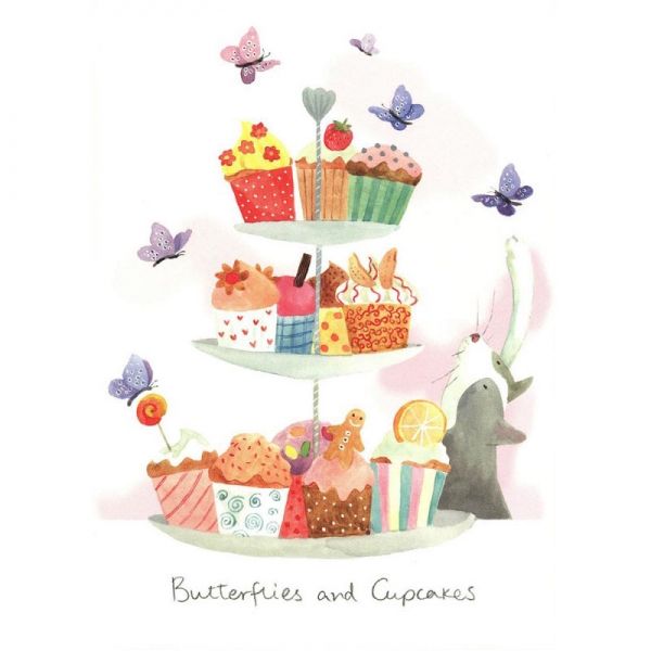 Čestitka - Butterflies and Cupcakes