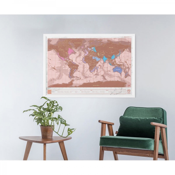 Luckies - Karta svijeta strugalica Rose Gold 82 cm x 59 cm