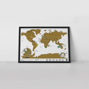 Luckies - Karta svijeta strugalica žuta - putna