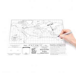 Luckies - Karta svijeta strugalica žuta - putna