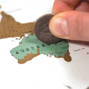 Luckies - Karta svijeta strugalica žuta - putna