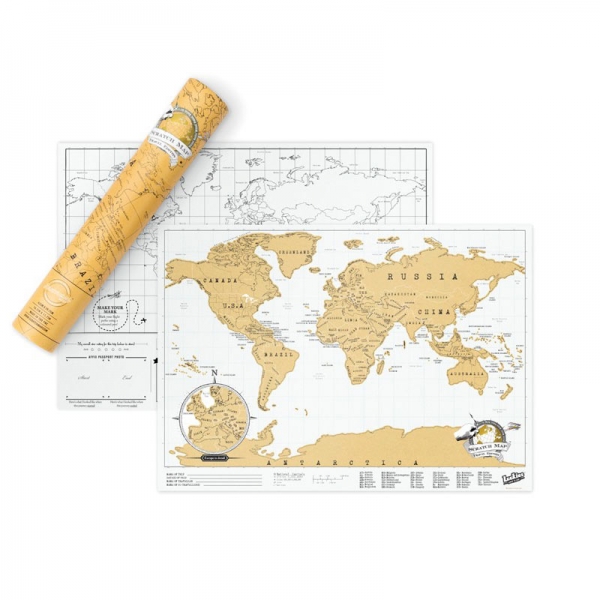 Luckies - Karta svijeta strugalica žuta - putna