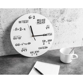 Matematički zidni sat, bijeli