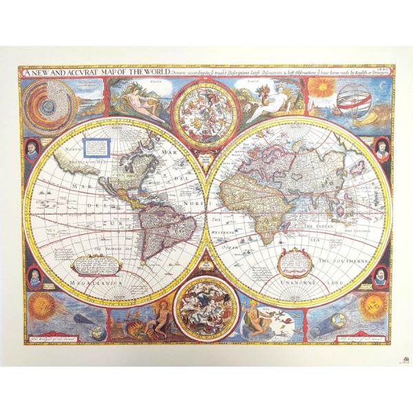 Retro karta svijeta – John Speed 1651. g