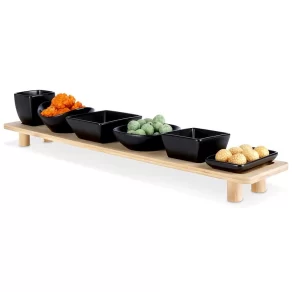 Set zdjelica za grickanje s pladnjem crno 7 kom