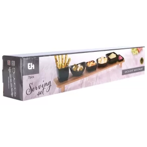 Set zdjelica za grickanje s pladnjem crno 7 kom