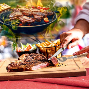 Set pribora za steak i burgere s daskom – 15 dijelova