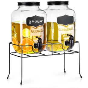 Stakleni dispenzer za piće dvostruki 2x4 l