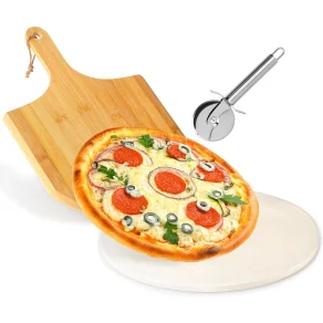 Poklon set za pizzu – kamen, pladanj i rezač