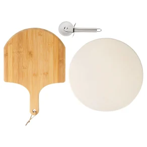 Poklon set za pizzu – kamen, pladanj i rezač