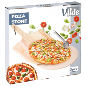 Poklon set za pizzu – kamen, pladanj i rezač