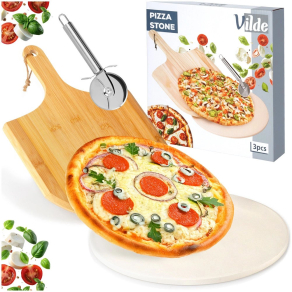 Poklon set za pizzu – kamen, pladanj i rezač